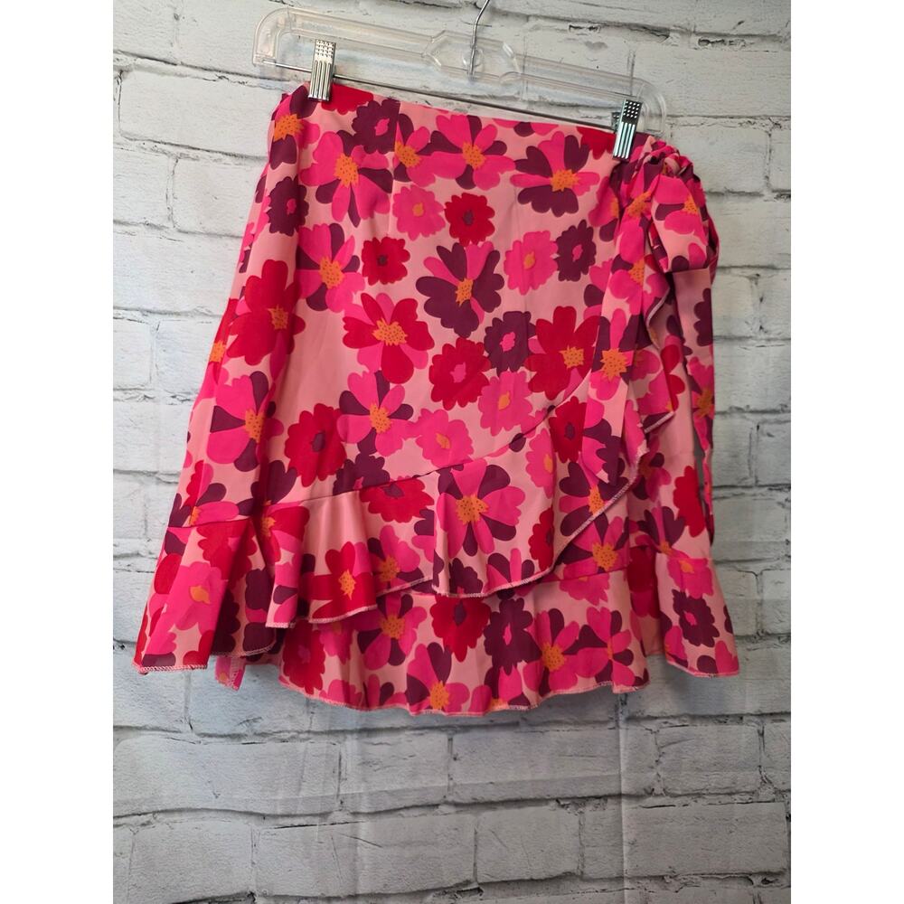 Naggoo Women's Wrap  Around Skirt Pink Floral Print